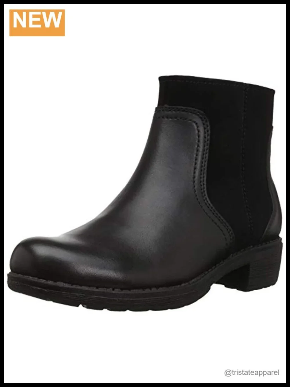 Eastland Women's Meander Leather Ankle Boots Zip Closure Round Toe Block Heel